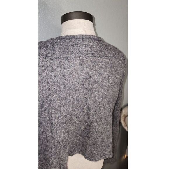 Vintage Bebhinn Marten Grey Cropped Tie Front Irish Wool Blend Cardigan Size M - Picture 10 of 11